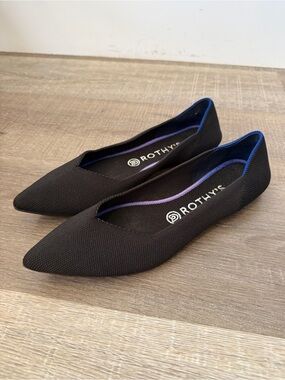 Rothy's The Point Flats Women's Size 9 Black Blue Pointed Toe